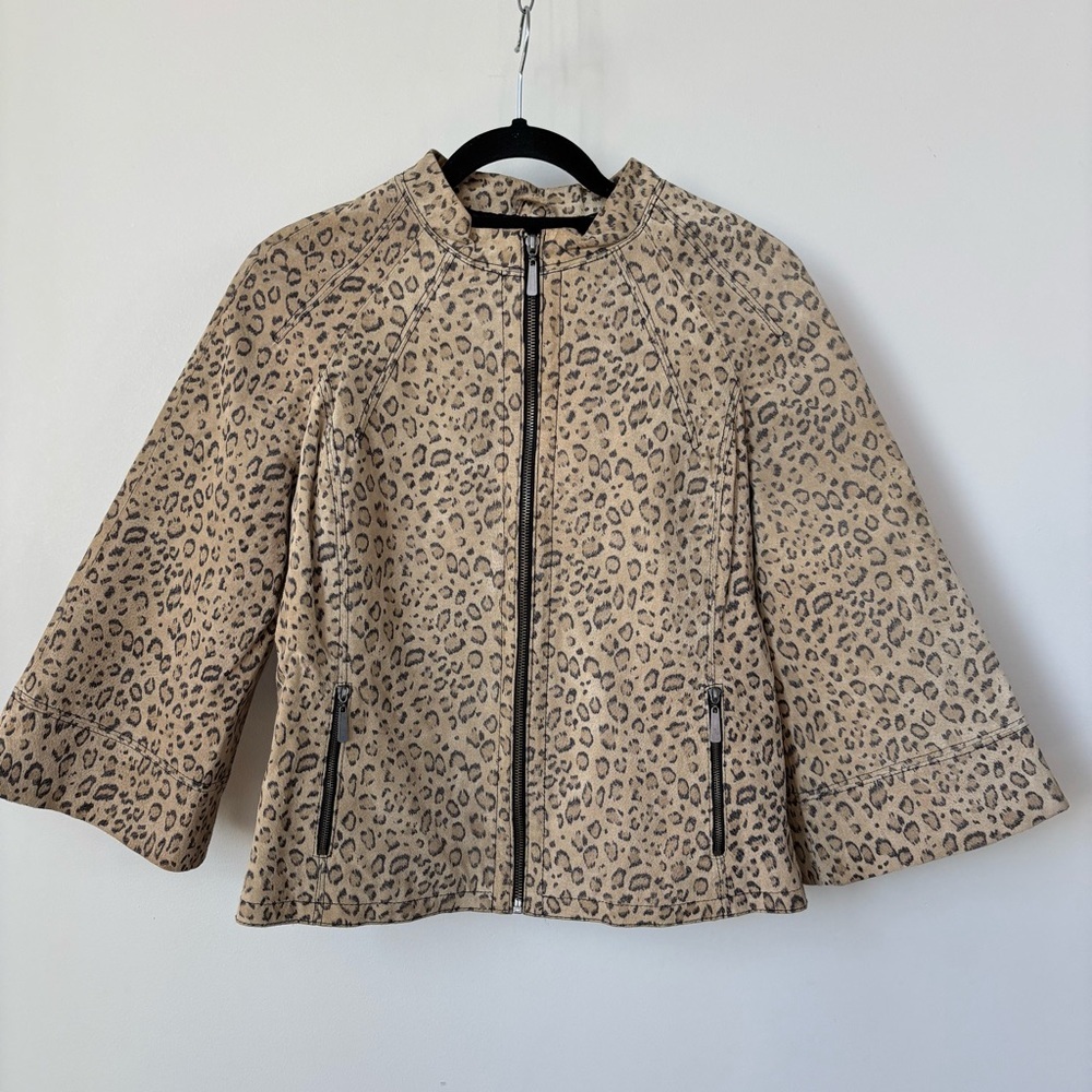 Live a Little Leopard Print Leather Jacket size M